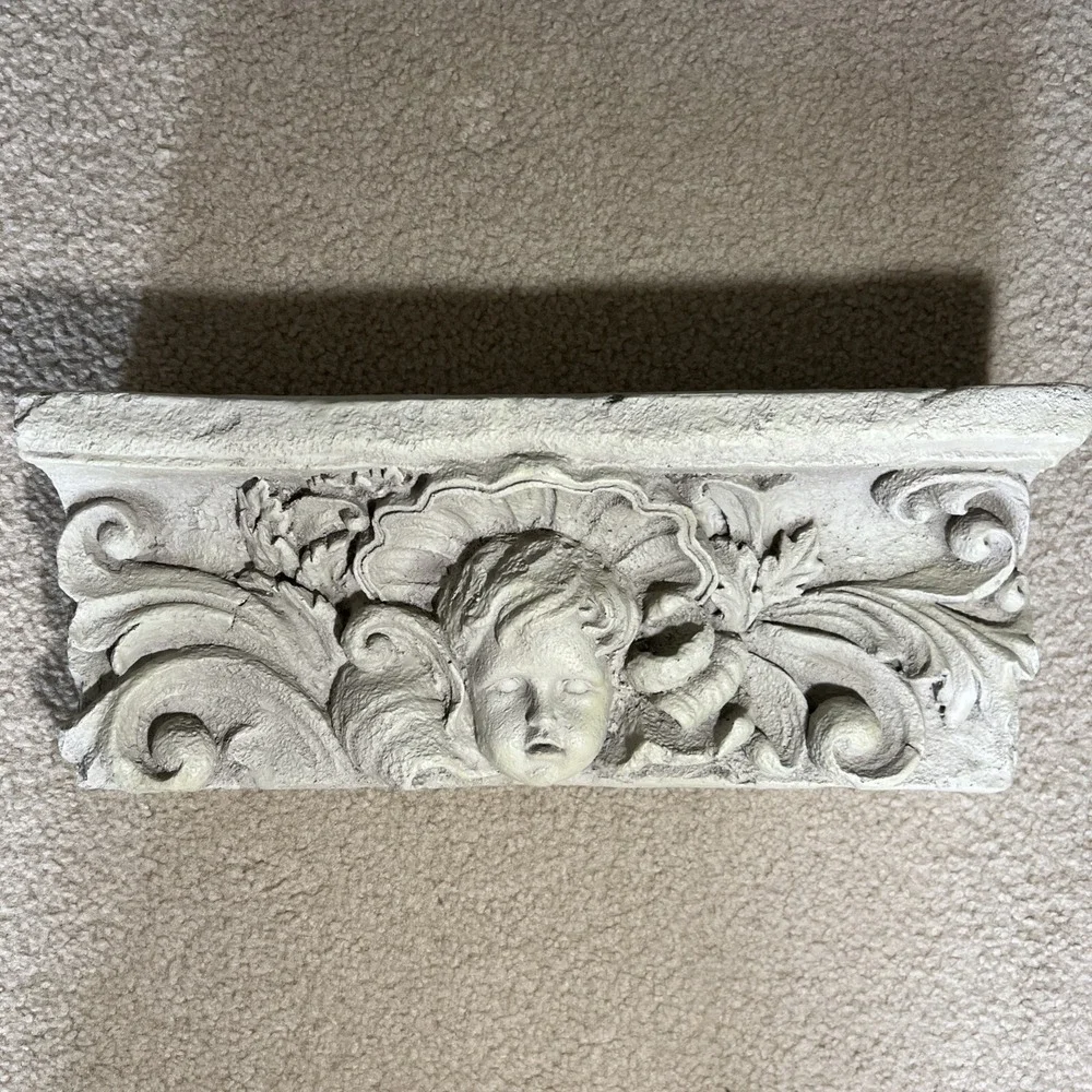 Design Toscano Cathedral Cherub Sculptural Wall Shelf,‎ Single, Antique Stone